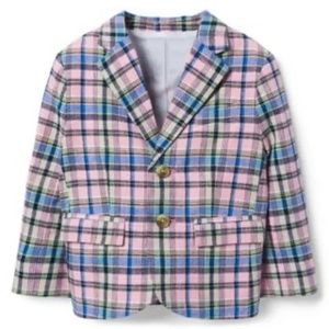 Janie and Jack  Baby Boy Infant Plaid Linen Blend Blazer 12-18M